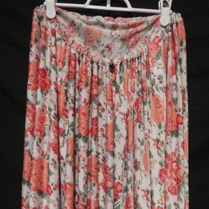 Very Long Pleated Floral Skirt | Stretchy Waistband | Slip-on | NWOT
